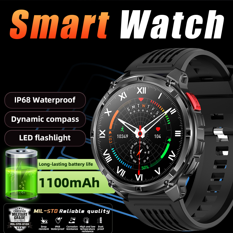 Outdoor Sport Day - 1100 mAh Akku, Smartwatch, Kompass, IP68,