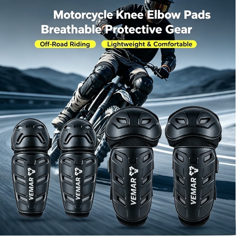 Mtb Elbow Pad - Vier-Jahreszeiten-Motocross-Knieschützer, Motorrad-Schutz, Fahrerschutz, Motorrad-Offroad-Renn-MTB-Knie-Ellbogenschützer, 4 Stück